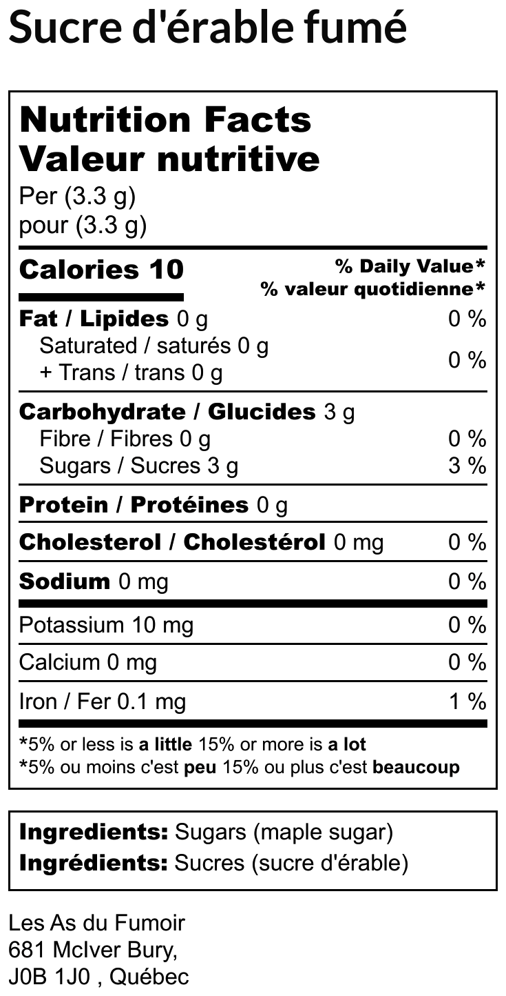 SUCRE D’ÉRABLE FUMÉ